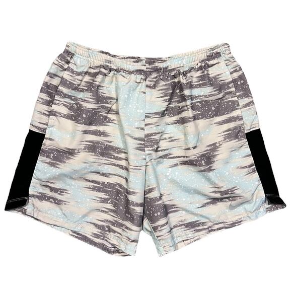 Nike Dri-Fit Challenger 7” Abstract Blue Gray Bone Running Shorts Mens Size XL - Picture 1 of 7